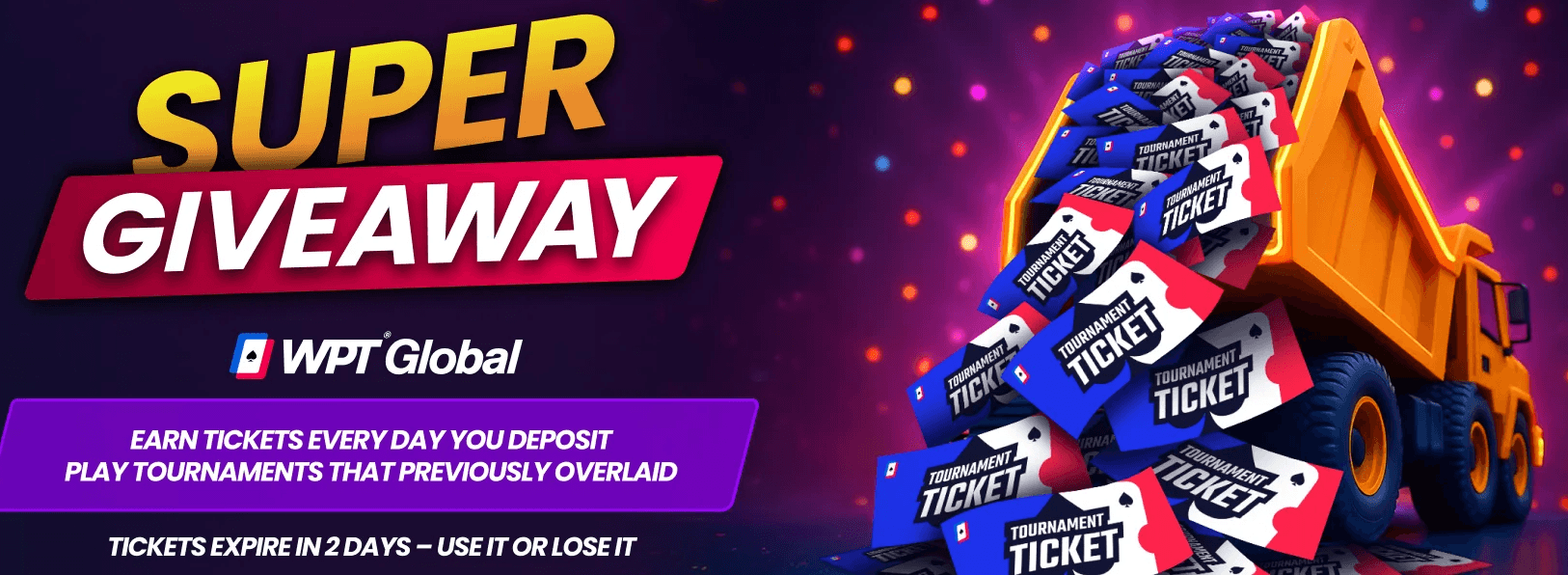 WPT 글로벌 슈퍼 기브어웨이 — 입금만 해도 토너먼트 무료 티켓이 날아옵니다