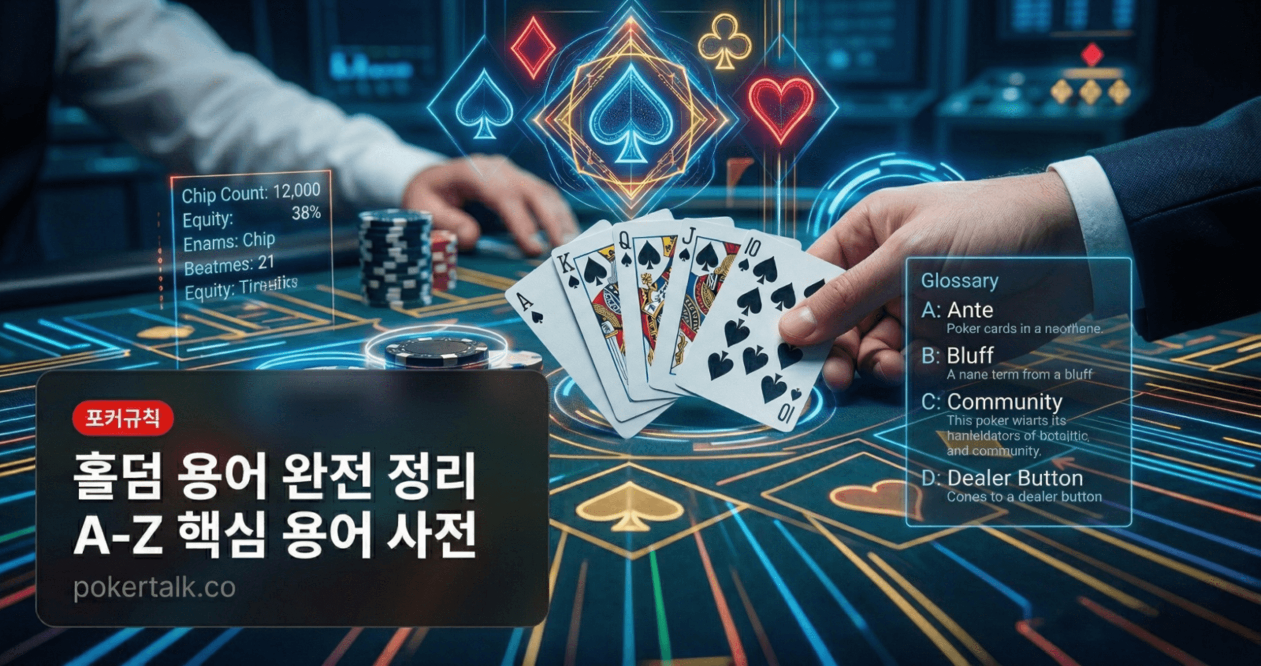 홀덤 용어 완전 정리 (A-Z) — 테이블에서 절대 헷갈리지 않는 용어 사전