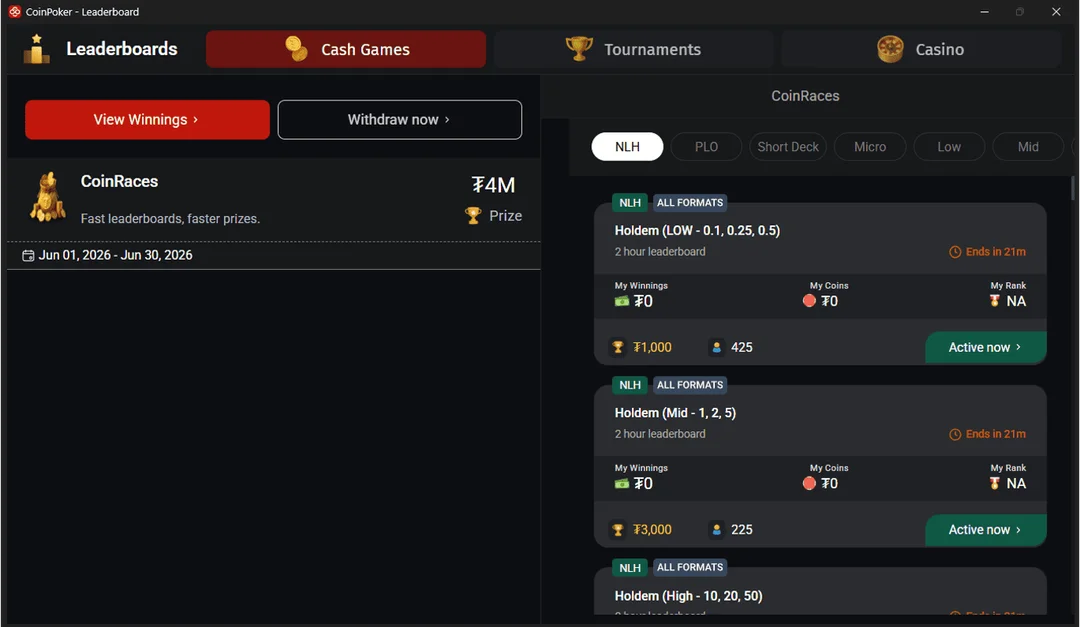 coinpoker race