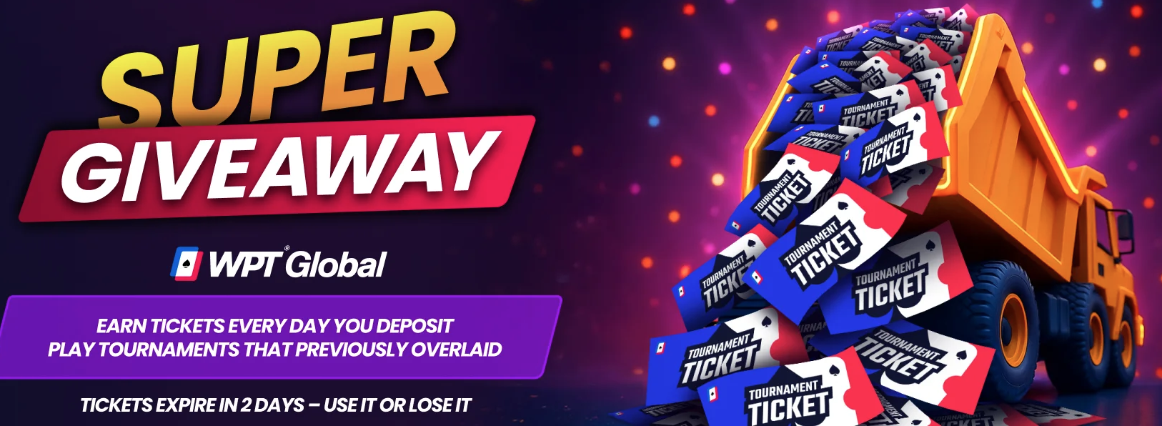 WPT 글로벌 슈퍼 기브어웨이 — 입금만 해도 토너먼트 무료 티켓이 날아옵니다