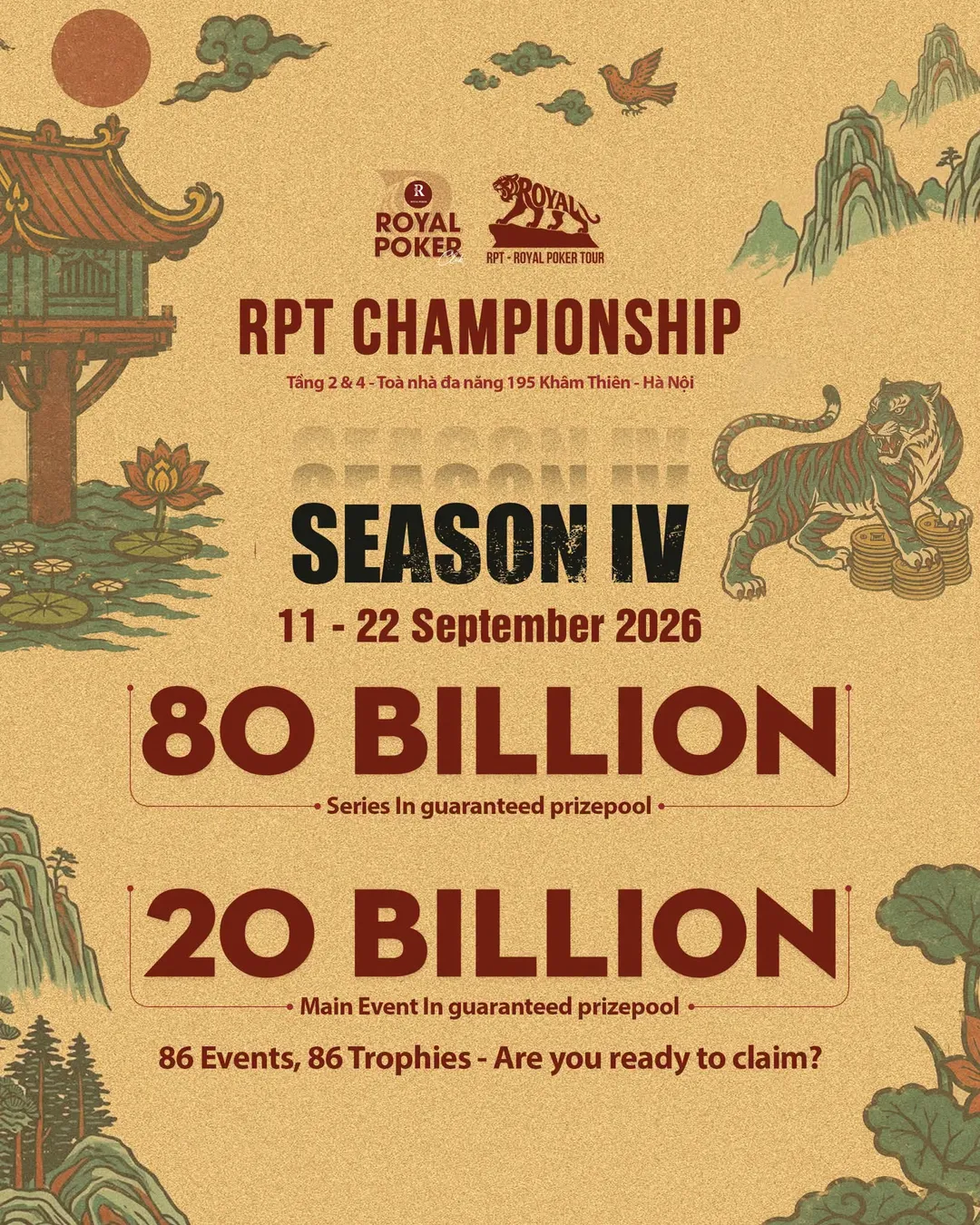 RPT 챔피언십 IV 2026 공식 포스터 - 9월 11일~22일 하노이 로열 포커 클럽
