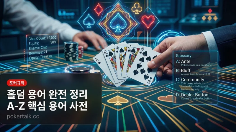 홀덤 용어 완전 정리 (A-Z) — 테이블에서 절대 헷갈리지 않는 용어 사전
