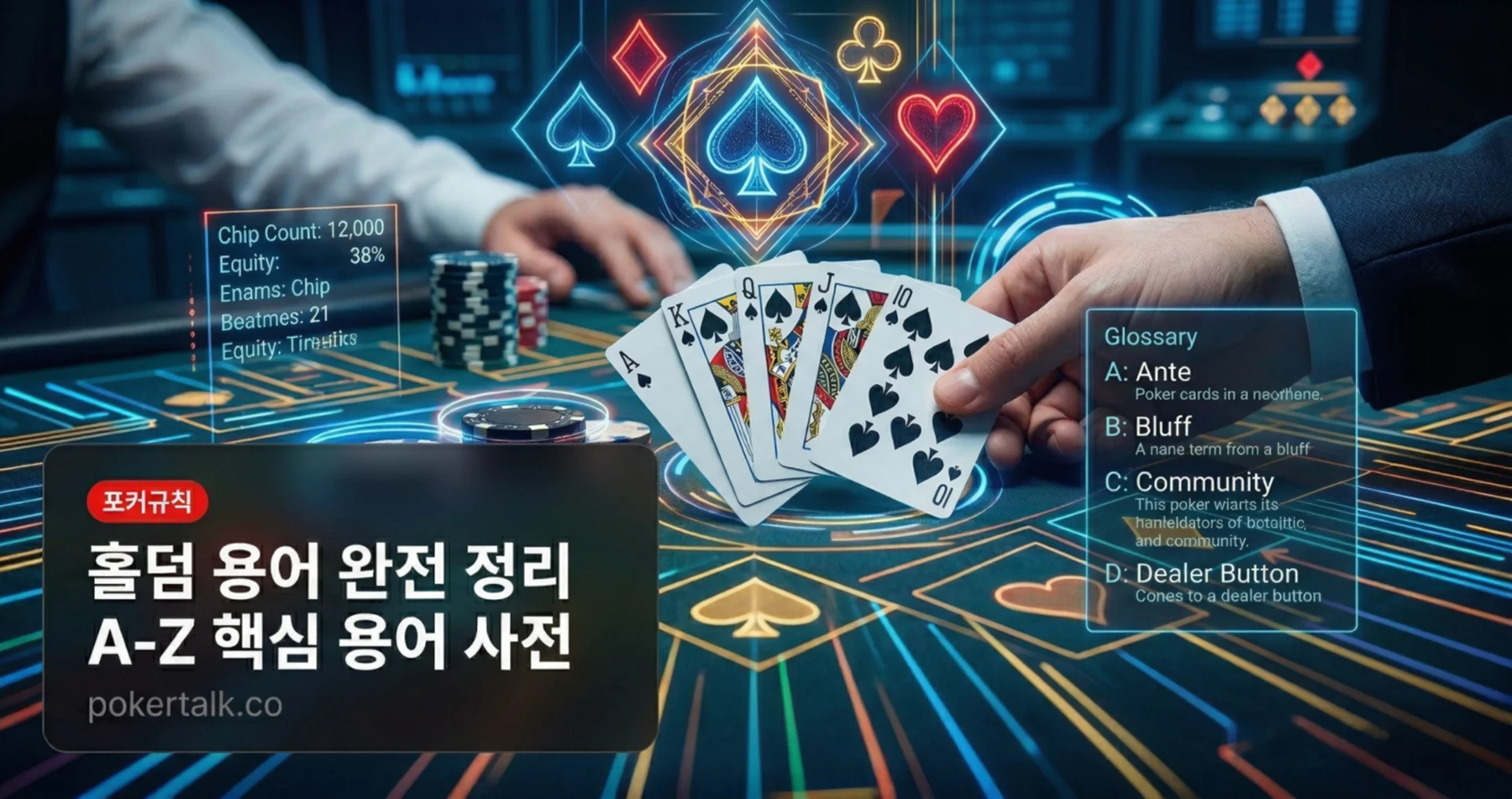 홀덤 용어 완전 정리 (A-Z) — 테이블에서 절대 헷갈리지 않는 용어 사전